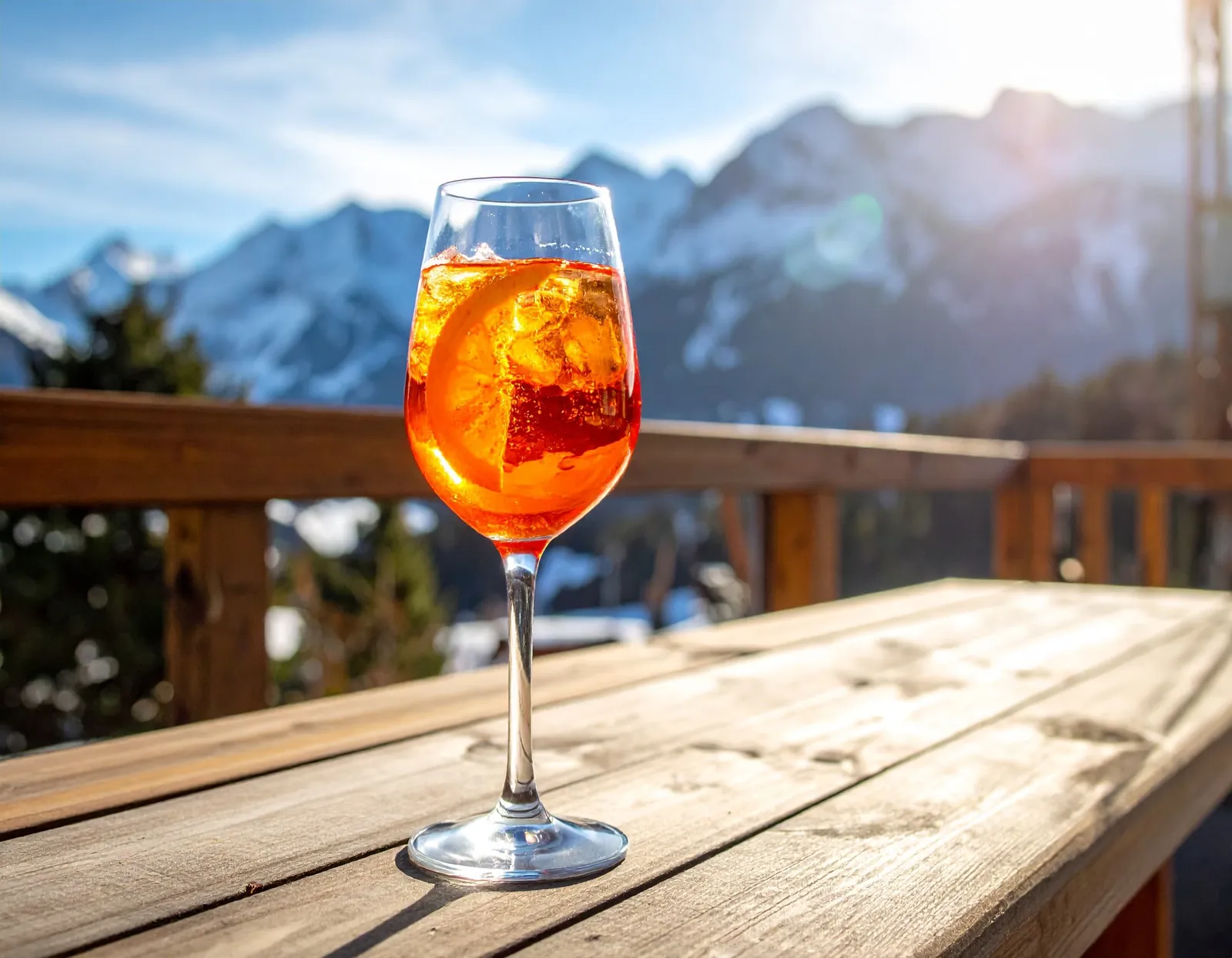 Aperol spritz in an Alp setting