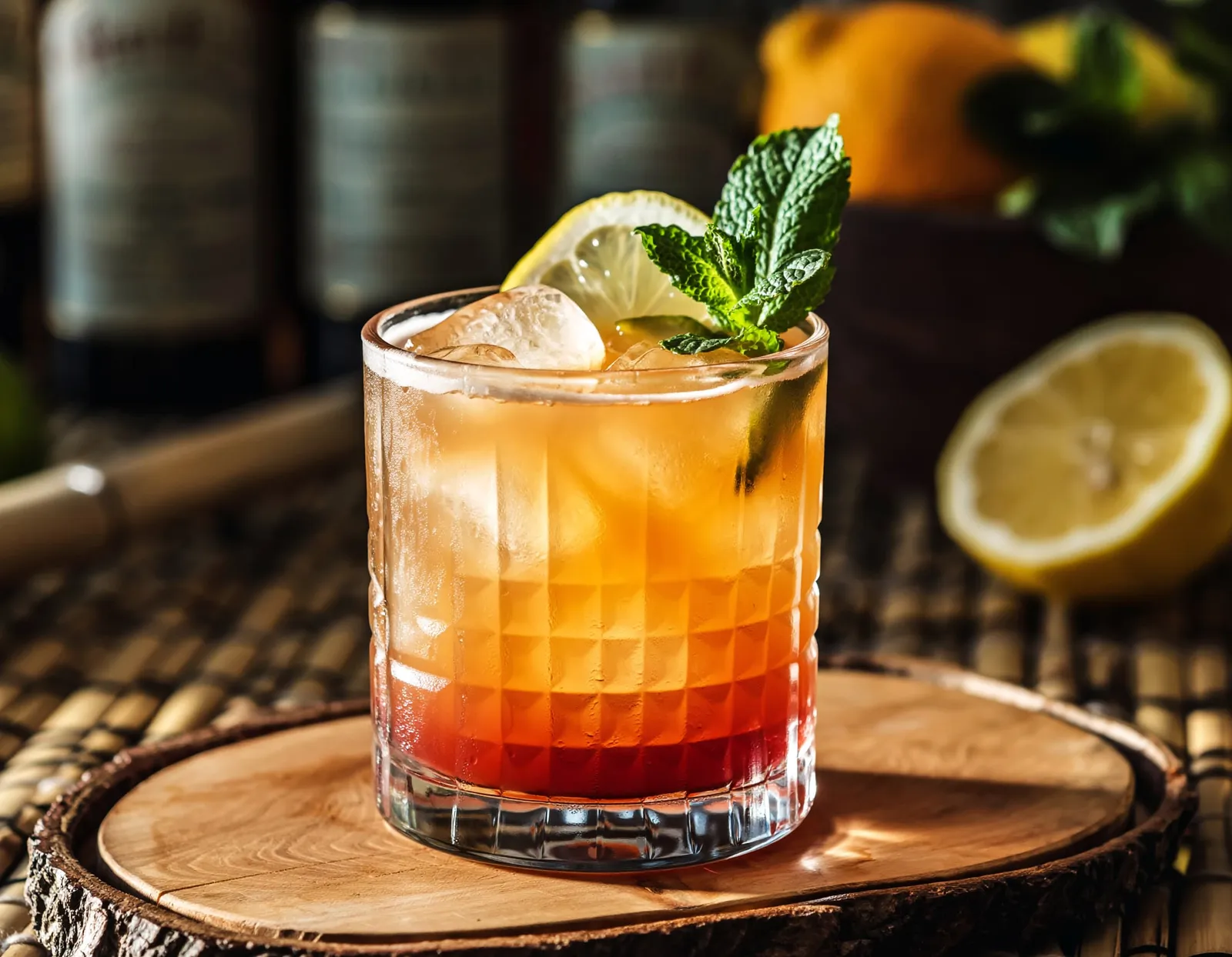 Bitter Mai Tai cocktail i et rocks glas