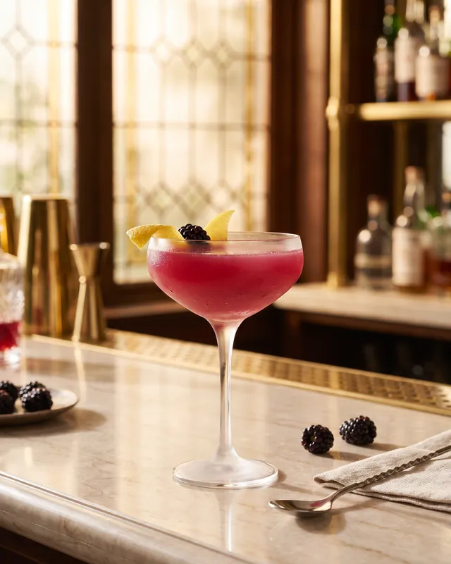 Chambord Sidecar i coupe med citron og brombær