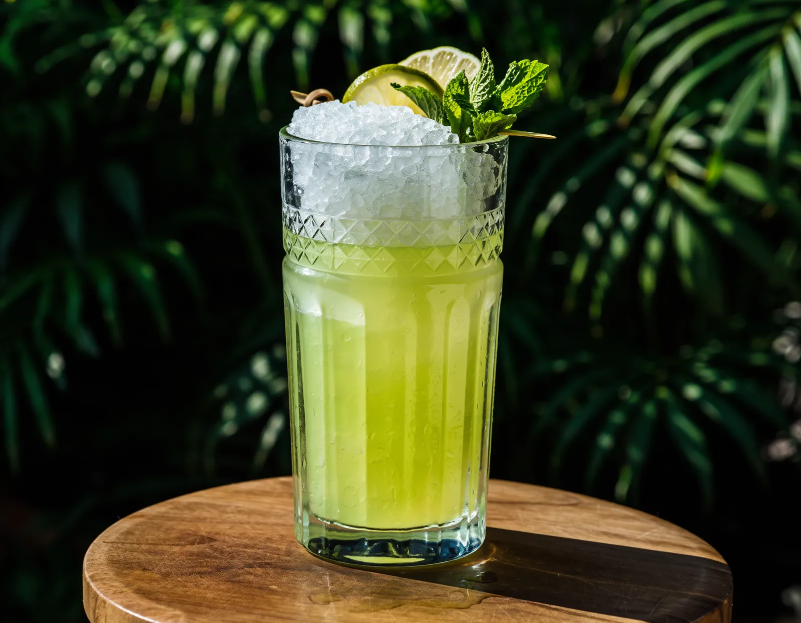 Chartreuse Swizzle i highballglas