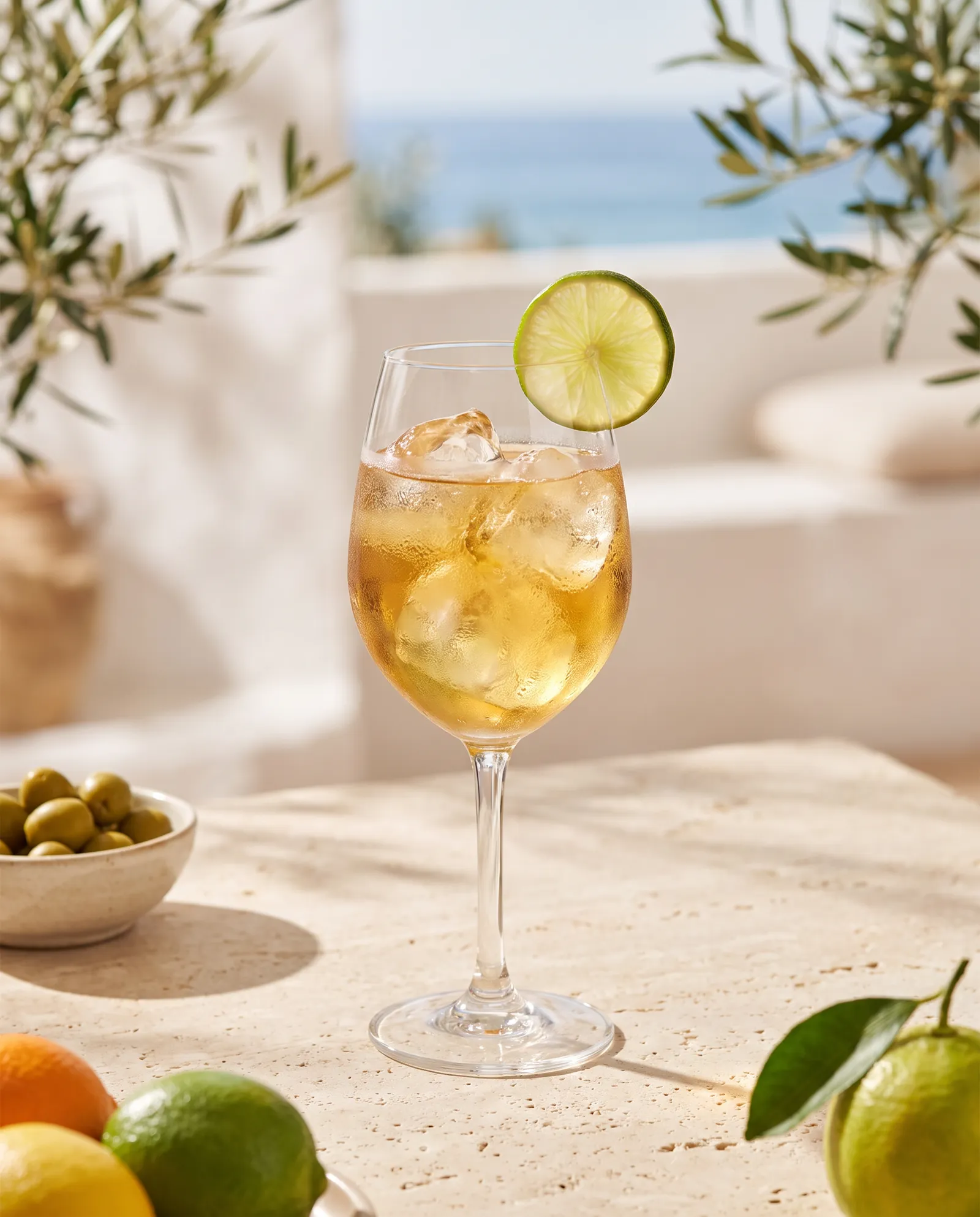 Ginger 43 i vinglas med lime