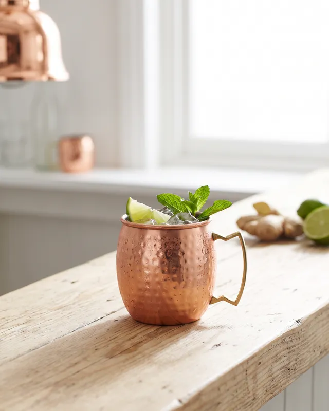 Irish Mule i kobberkrus med lime og mynte