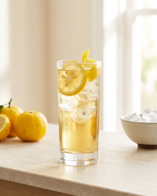 Japansk Highball i highballglas med citron