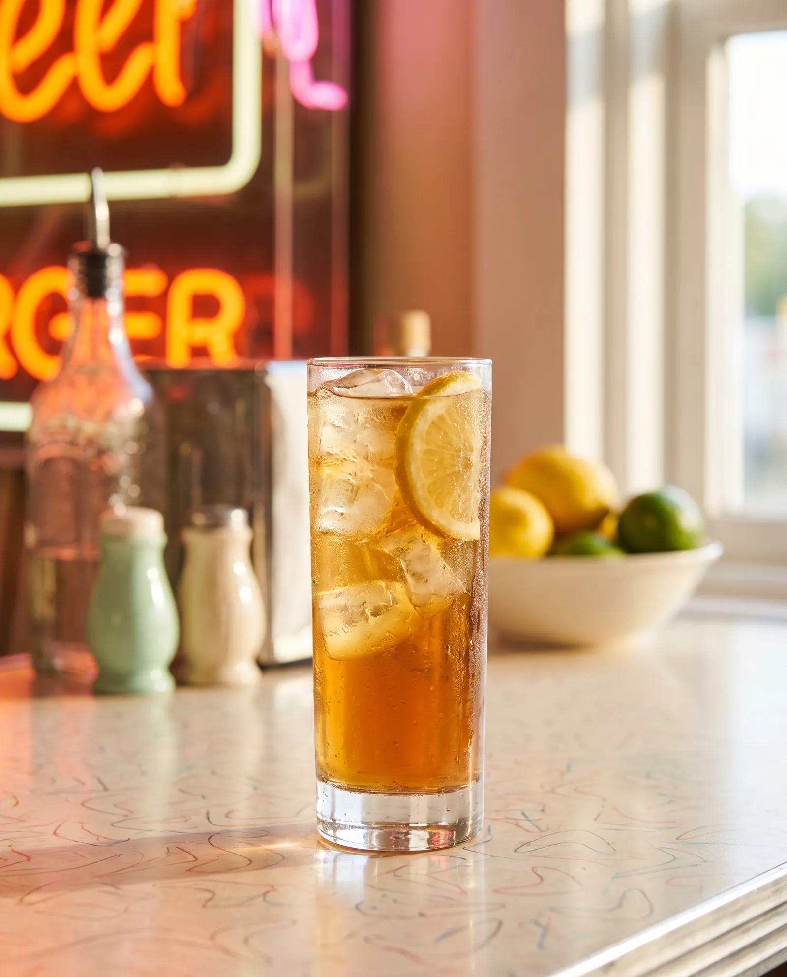 Long Island Iced Tea i collinsglas med citron