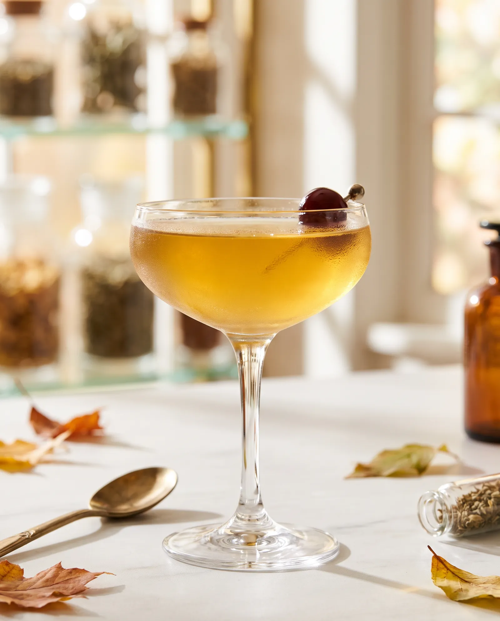 Widow's Kiss i coupe med cocktailkirsebær